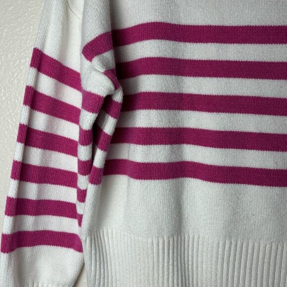 Truth by Republic Sweater Women's Size Medium Mock Neck White w/ Pink Stripes - Picture 11 of 16